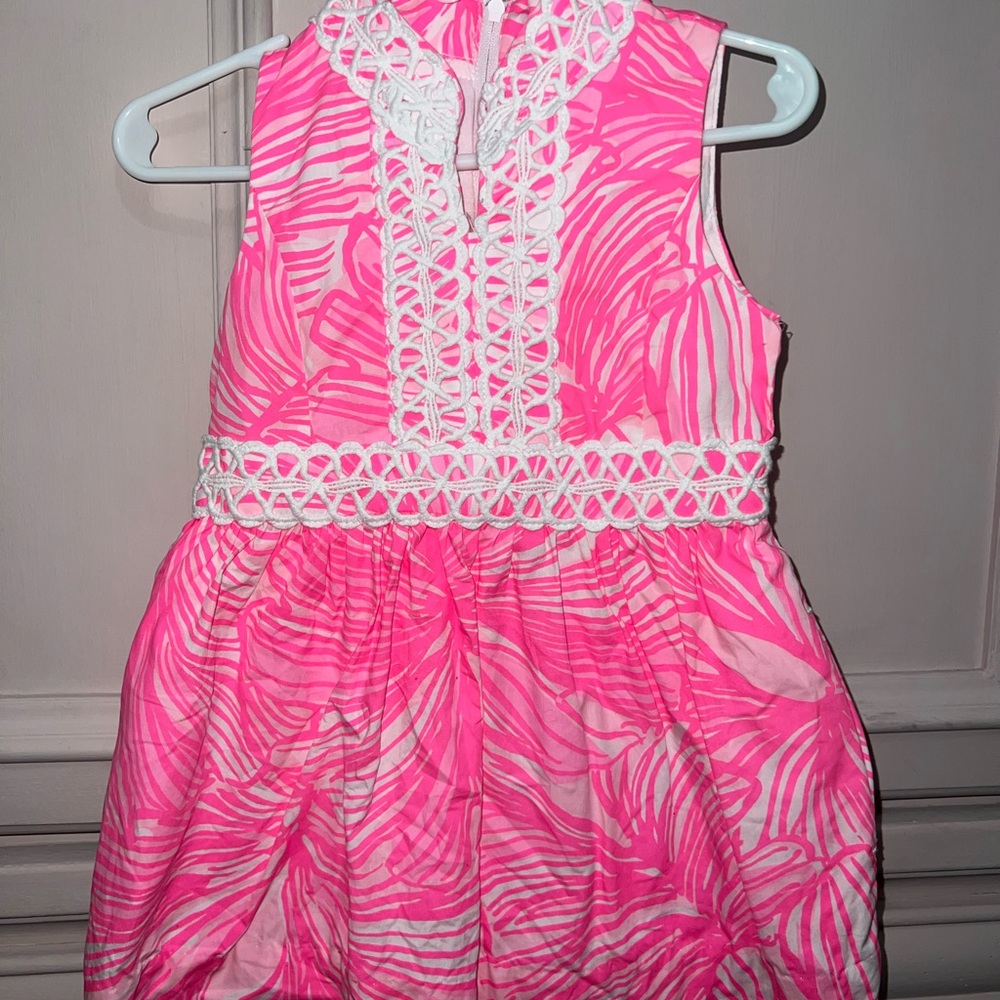 Lilly Pulitzer Pink and White Shift Dress 2T